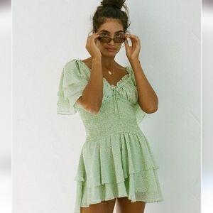 Sabo Skirt Light Green Floral Dress